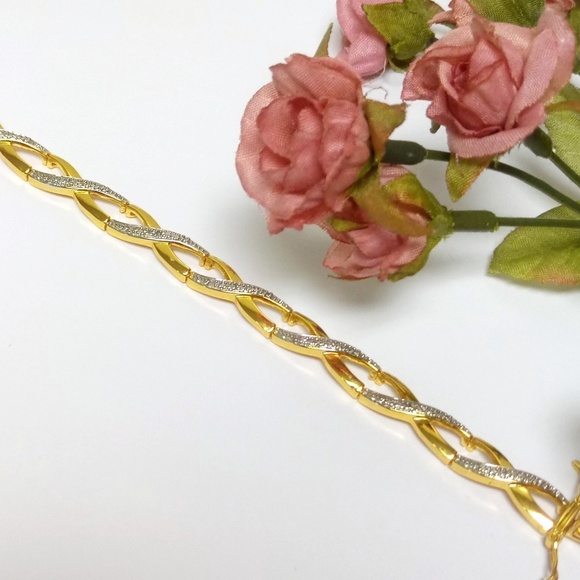 Diamond Accent 18k Gold Plate Infinity X Bracelet - Picture 4 of 6